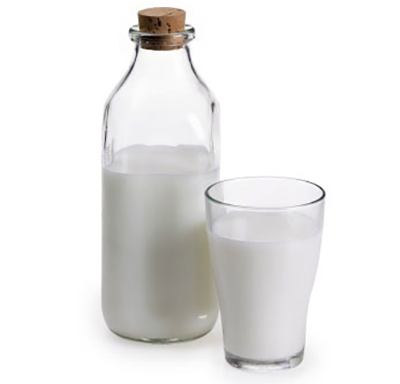 Козье молоко в бутылке и стакане